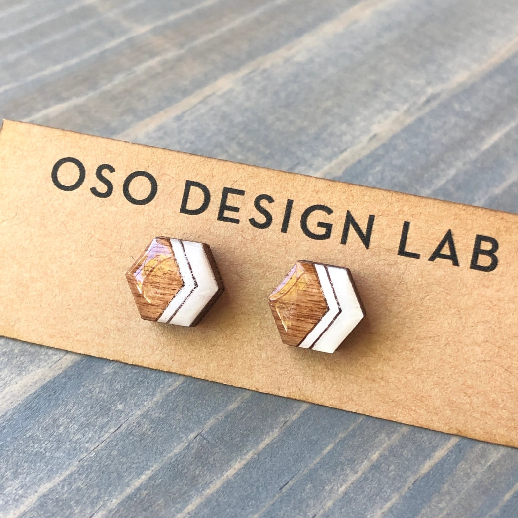 Hexagon Stud Earrings