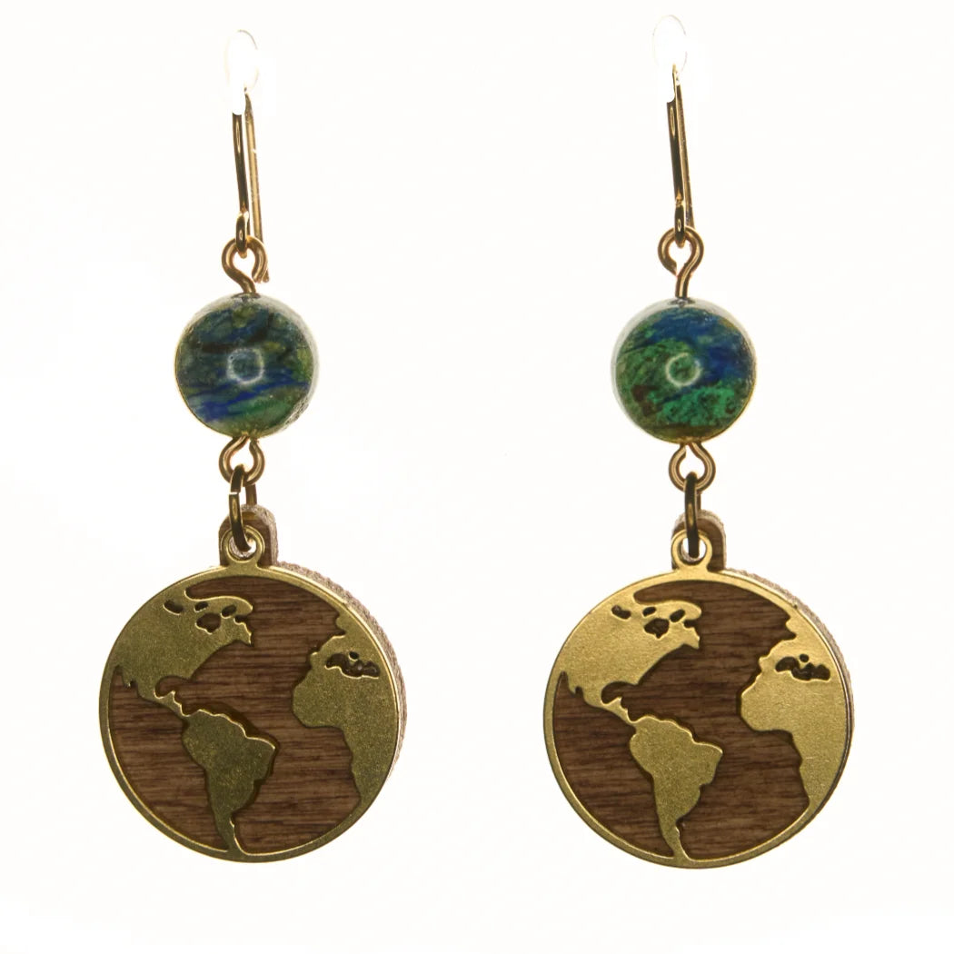 Earth Accessories Peace Sign Dangle Earrings with Organic Wood - Earri –  Shop Earth Accessories